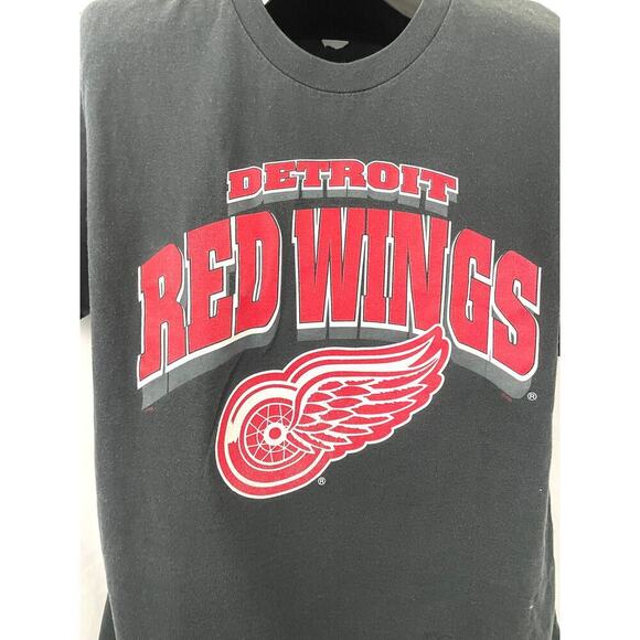 VTG Detroit Red Wings NHL Shirt L 1990's Black Hockey Sports TShirt - Picture 4 of 14